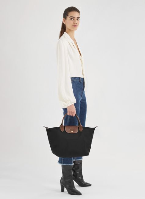 kate middleton longchamp bag top handle brown black