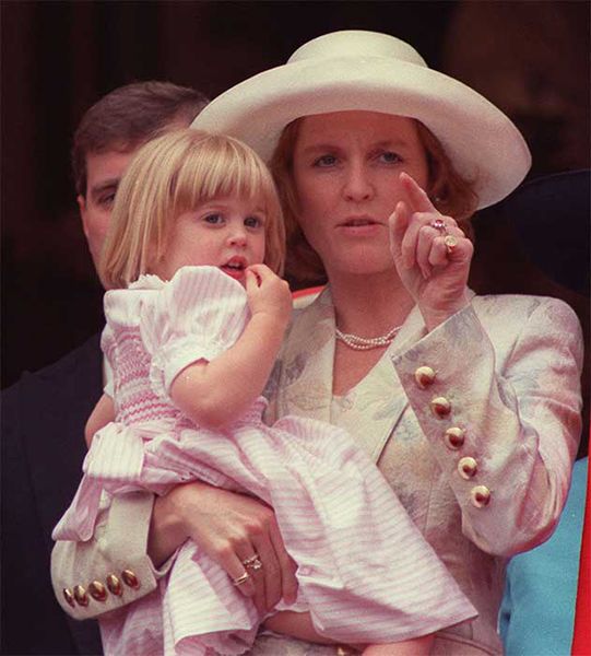 Sarah Ferguson holds Princess Beatrice at Trooping the Colour
