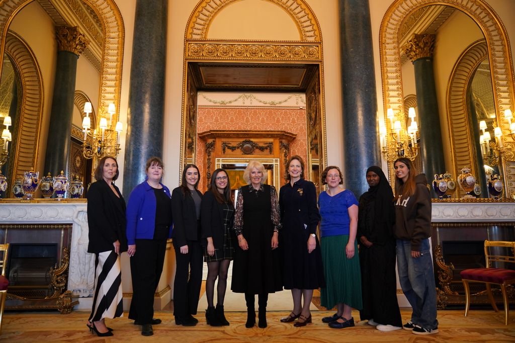 The Queen with the changemakers, Chief Executive Ellen Miller, Chair of Trustees Isabel Boyer and young persons authentic voice coordinator Kristie Waller