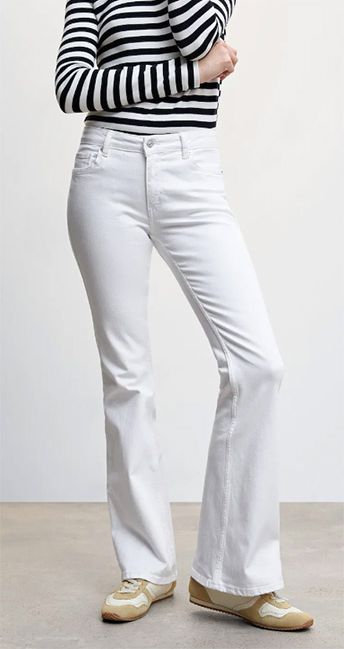 mango flared white jeans