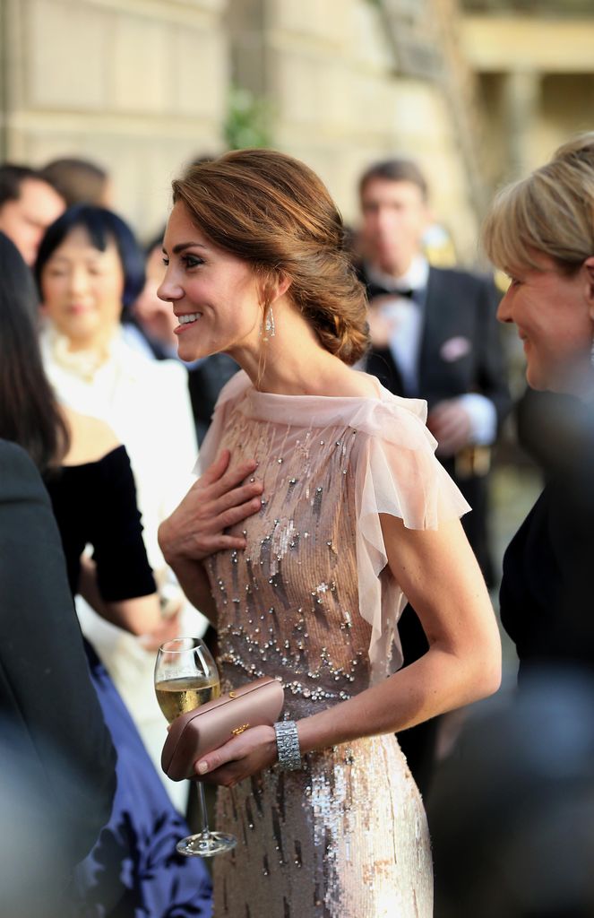 Princess Kate wearing pink sequin gown 