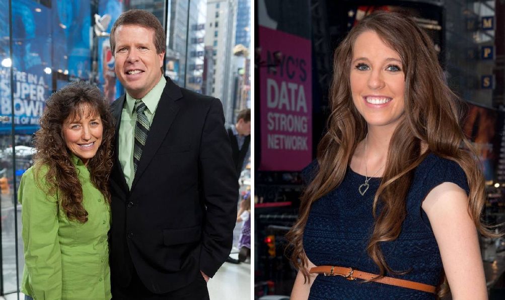 Split photo of Jim Bob Duggar and his wife Michelle, plus their daughter Jill Duggar