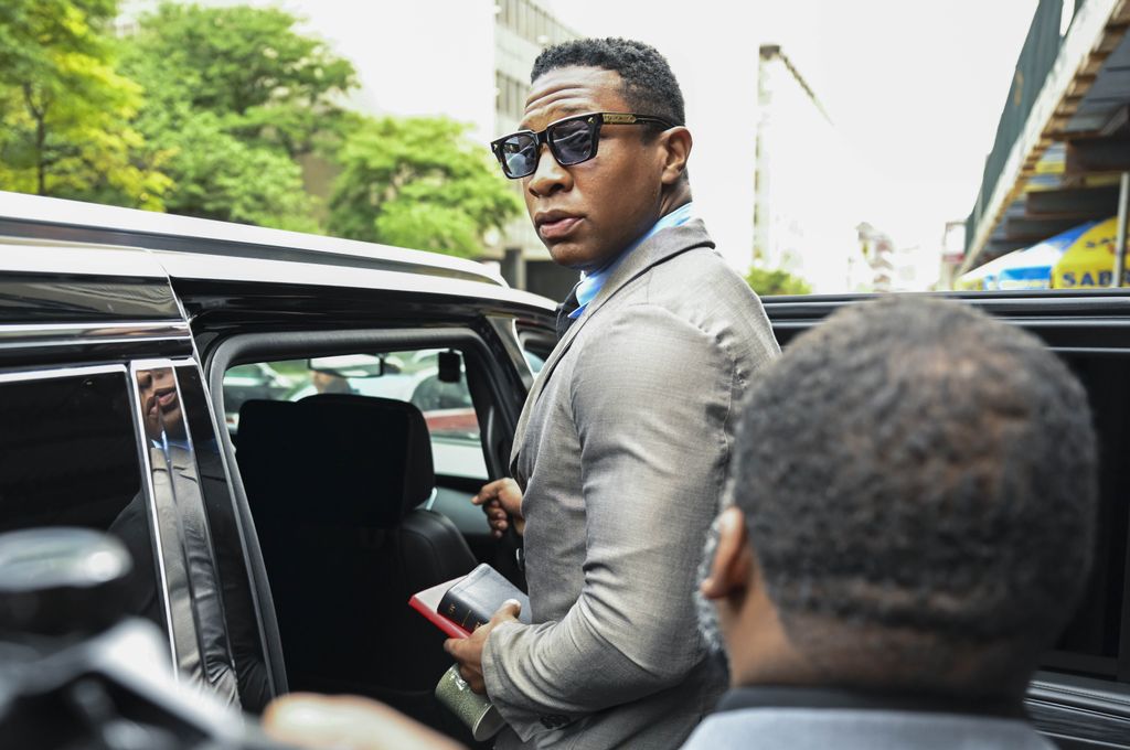 US actor Jonathan Majors leaves Manhattan Criminal Court after his trial which begins on assault charges