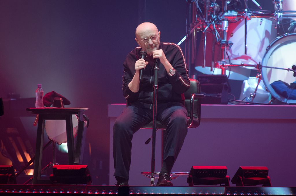 Phil Collins from Genesis performs at U Arena on March 17, 2022 in Nanterre, France.