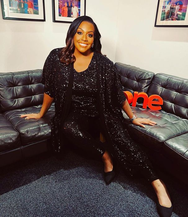Alison Hammond wearing head to toe sequins on the One Show