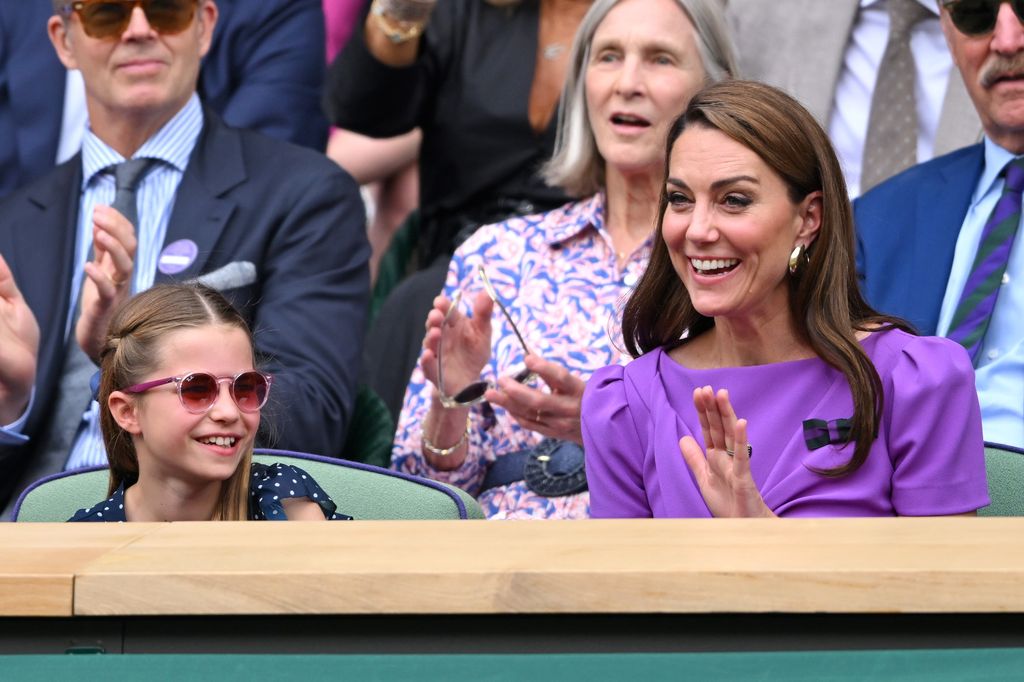 kate and charlotte laughing at wimbledon