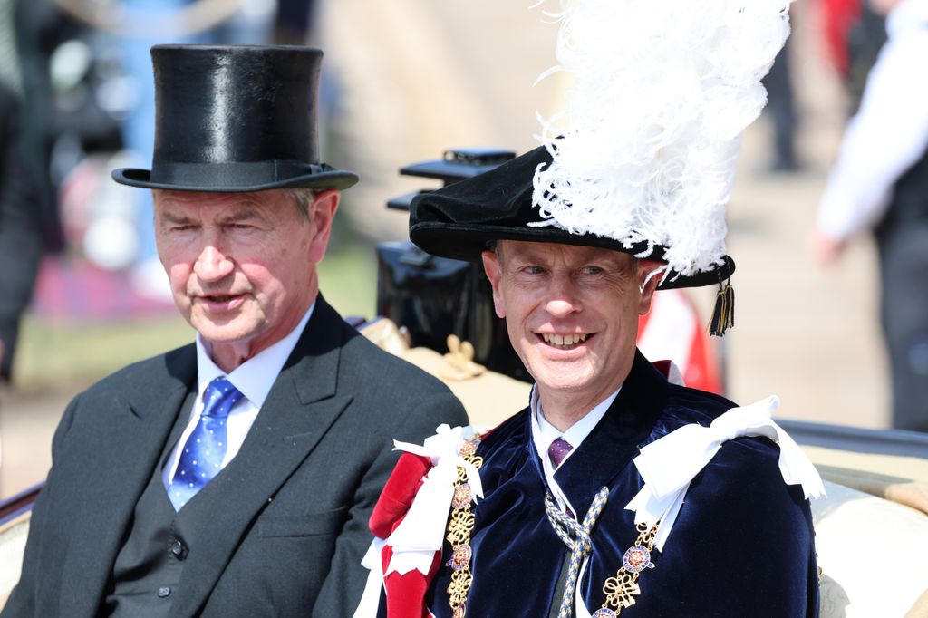Vice Admiral Sir Timothy Laurence and Prince Edward, Duke of Edinburgh attend the Order of the Garter servic