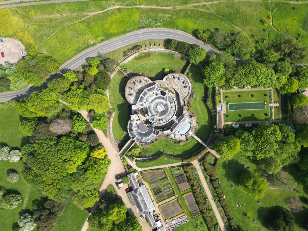 Walmer Castle grounds Overhead birds eye drone aerial view