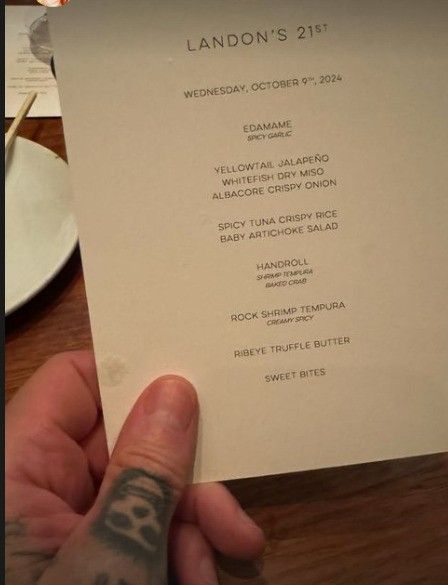 landon barker 21st customized birthday dinner menu