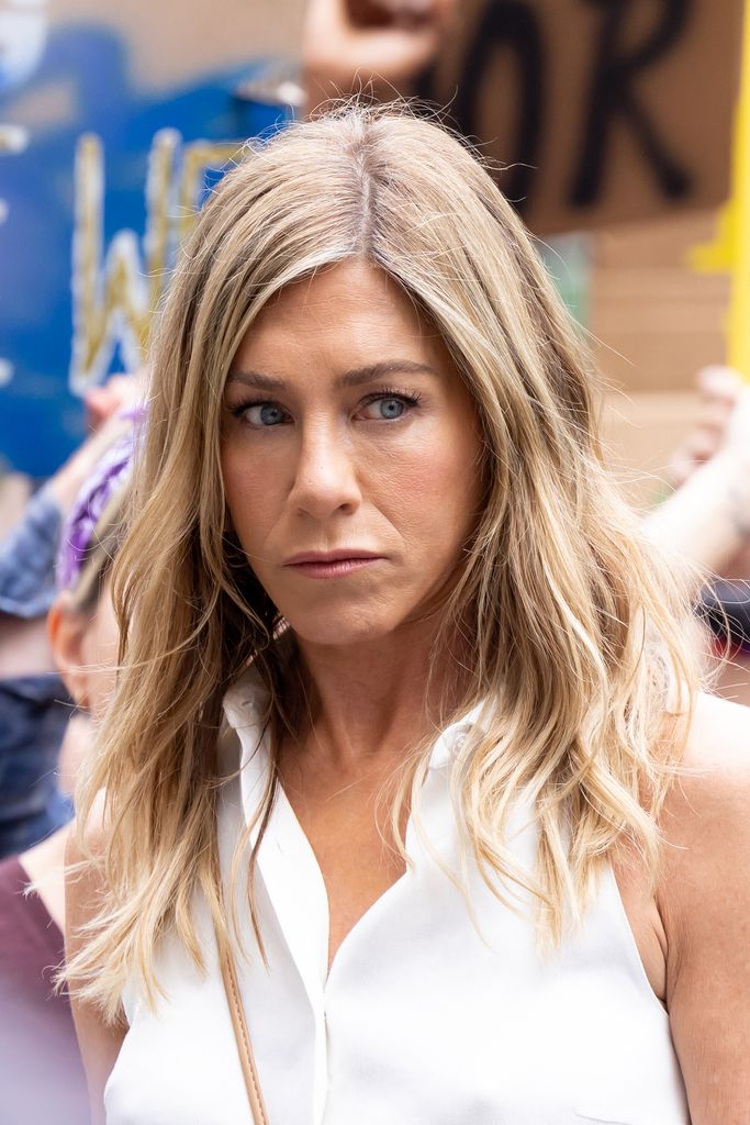 Jennifer Aniston on the set of The Morning Show