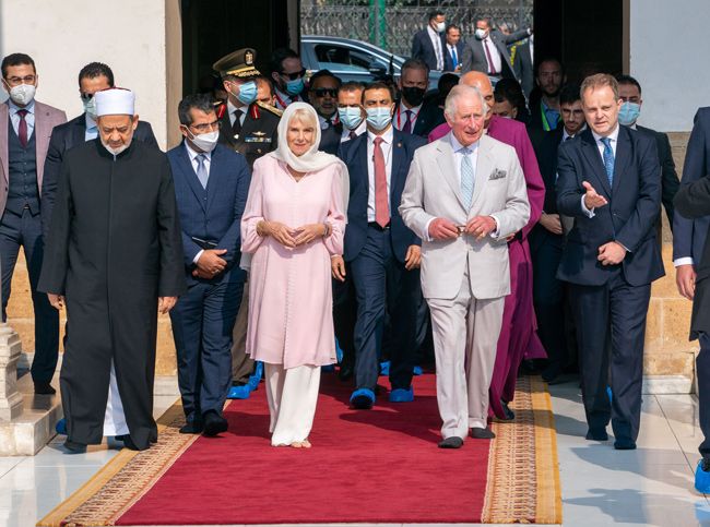 charles and camilla at mosque in egypt 2021