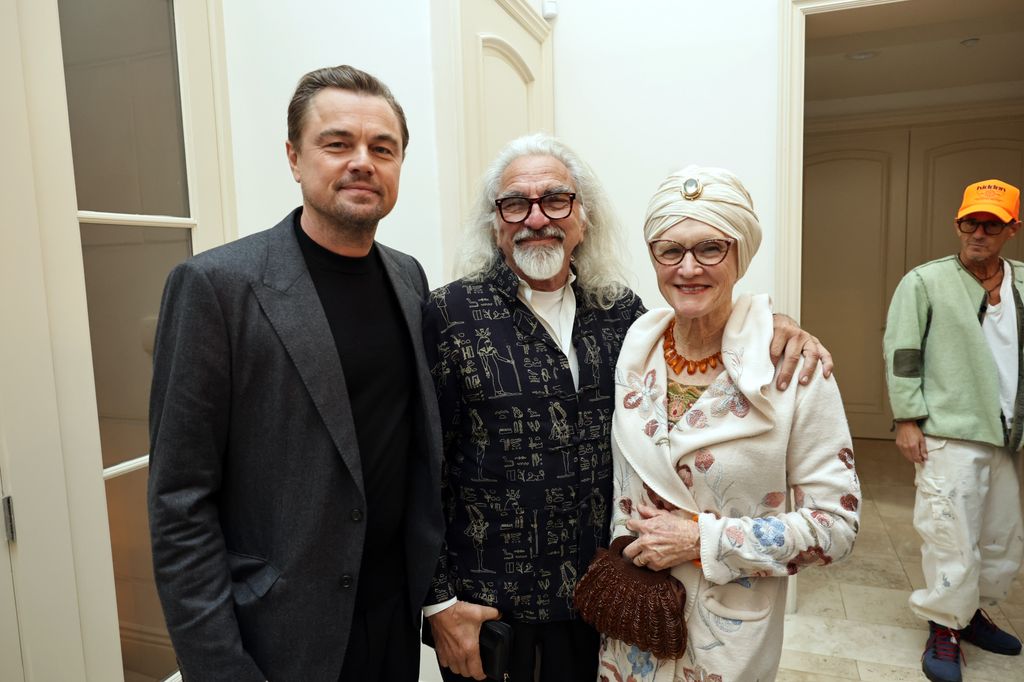 Leonardo DiCaprio, George DiCaprio and Peggy Ann Farrar seen at a Celebration in Honor of 'One Battle After Another'