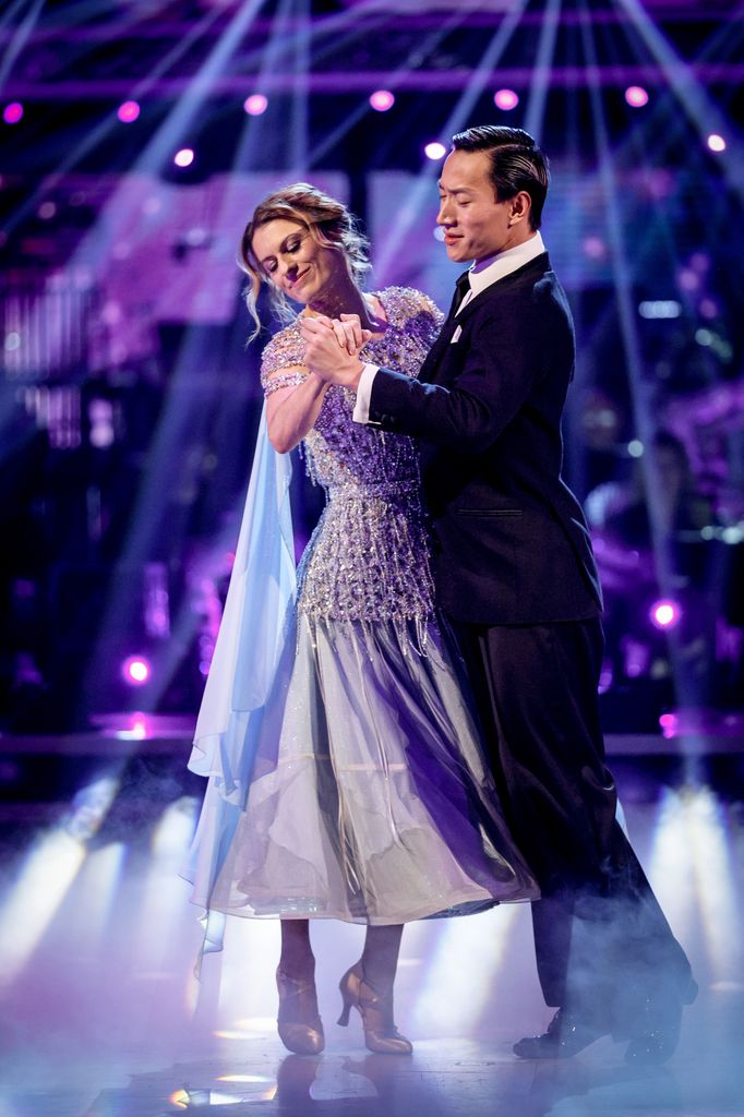 Karen Carney and Carlos Gu dancing a waltz