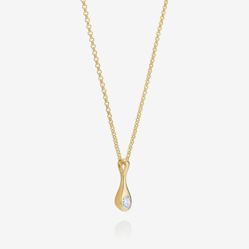 Teardrop Diamond Large Pendant with Small Belcher 18 inch Chain