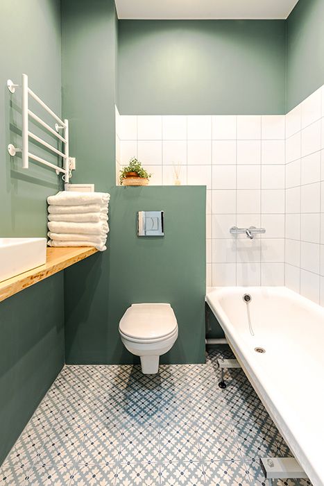 Small bathroom with a raised towel rail
