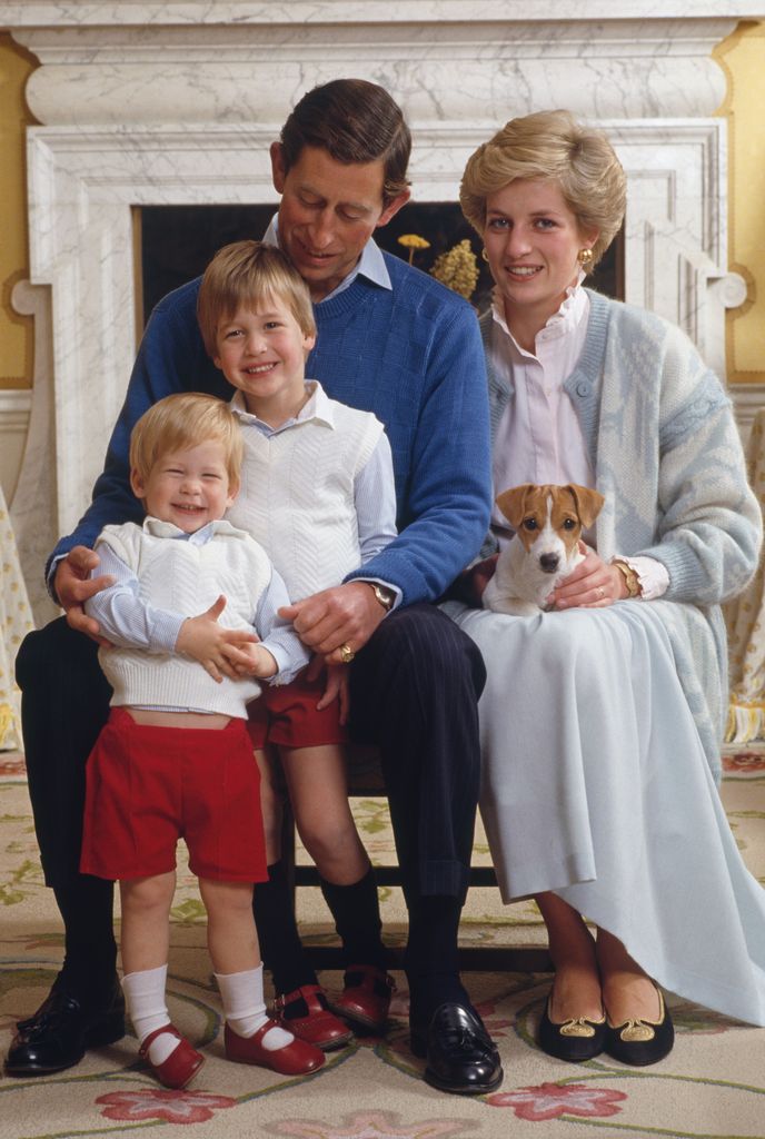 king charles, princess diana, william and harry posing for family photo