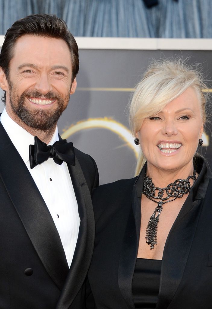 Actor Hugh Jackman and wife Deborah Lee Furness arrive at the Oscars at Hollywood & Highland Center on February 24, 2013 in Hollywood, California.  (Photo by Jason Merritt/Getty Images)