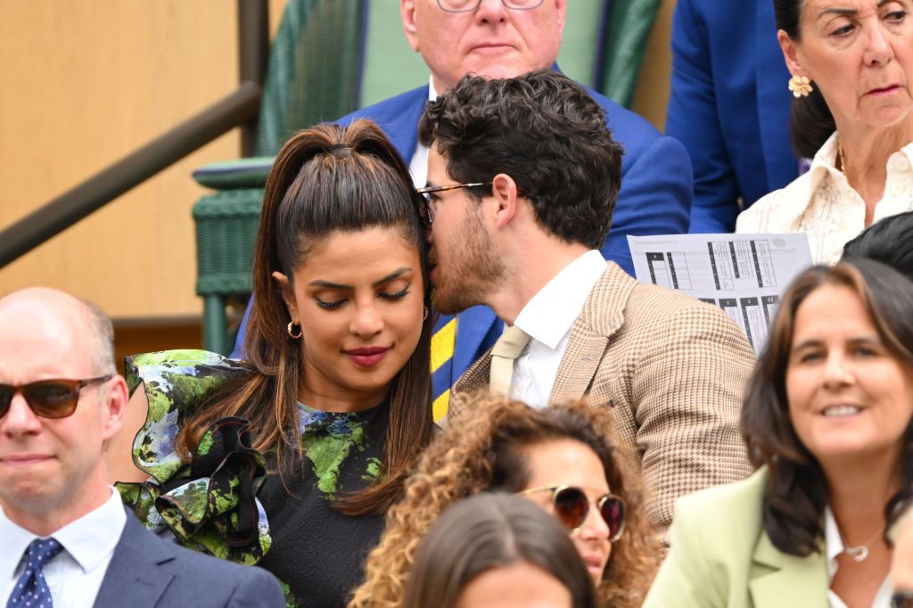 Nick and Priyanka cuddled up during the Wimbledon match
