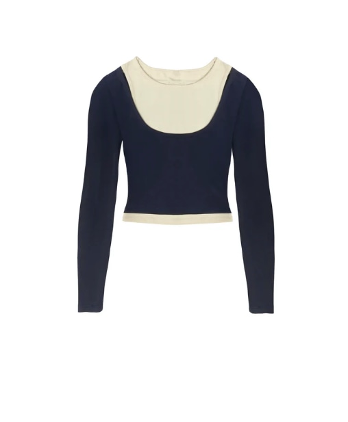 Huggie Layered Long Sleeve Top in Navy

