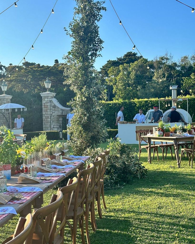 Sam Faiers shared photos of the tables and pizza ovens at Ashley Cole's pre-wedding party