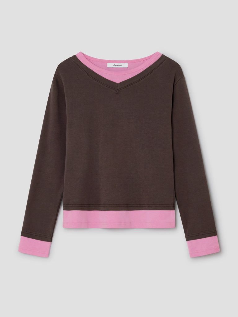 gimaguas top in brown and pink layering