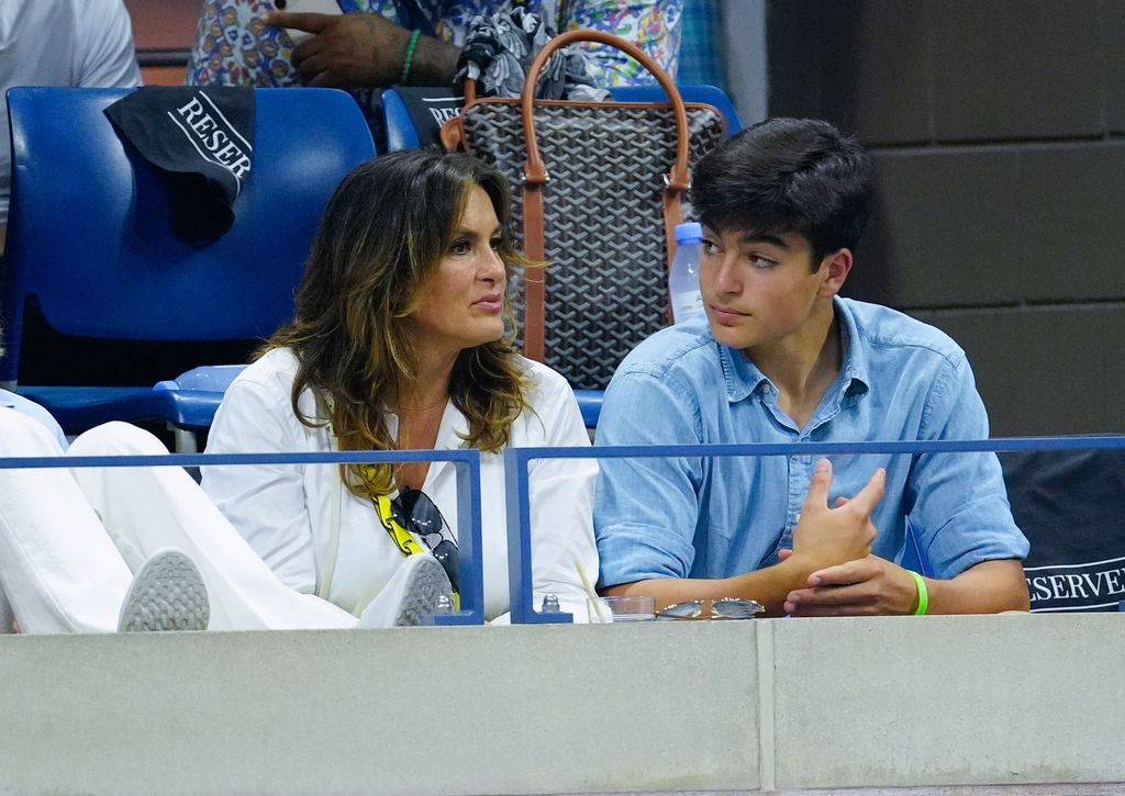 Mariska Hargitay and August Hermann are seen at the 2023 US Open Tennis Championships on September 05, 2023 in New York City