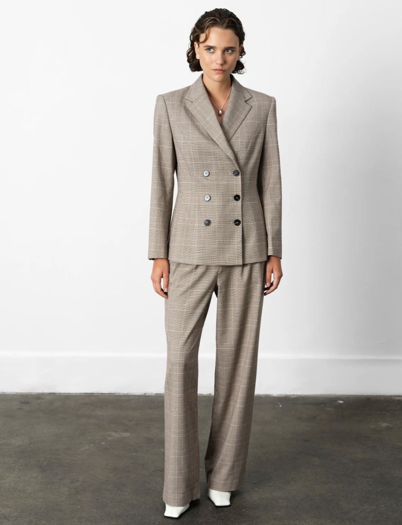French Connection Chester Check Wide Leg Suit