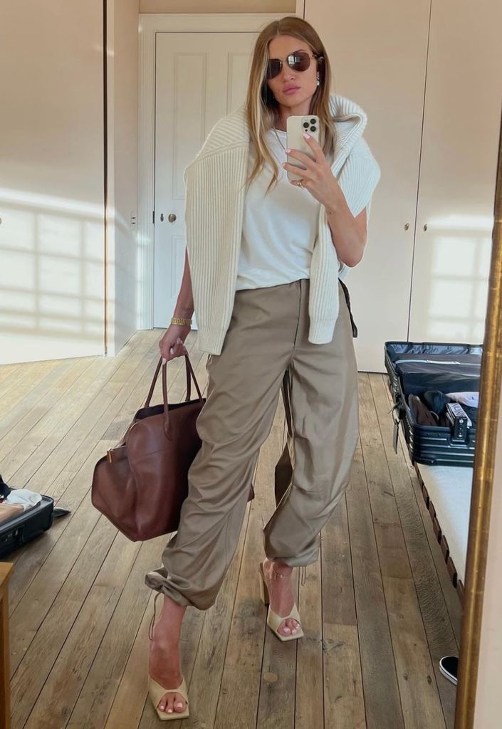 Rosie Huntington-Whiteley shares a selfie wearing cargo pants