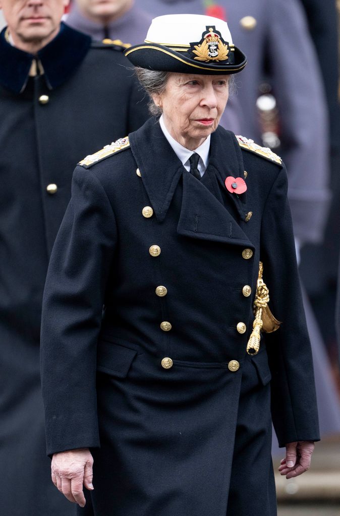 Princess Anne, Princess Royal during the National Service of Remembrance at The Cenotaph on November 12, 2023 in London, England. 