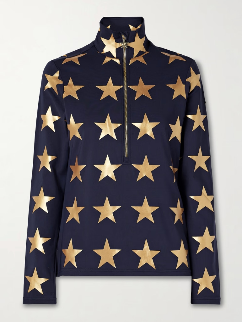 Lunaria metallic printed stretch recycled-jersey base layer
