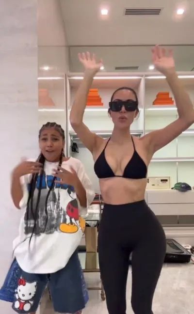 North with her mom Kim