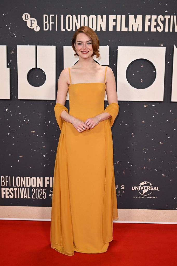 LONDON, ENGLAND - OCTOBER 10: Emma Stone attends the "Bugonia" Headline Gala at the 69th BFI London Film Festival at The Royal Festival Hall on October 10, 2025 in London, England. (Photo by Jeff Spicer/Getty Images for BFI)