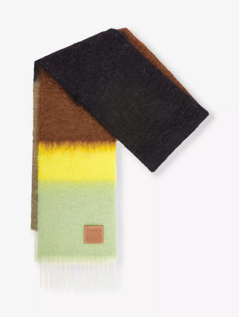Loewe Brand-patch striped-pattern wool-blend scarf