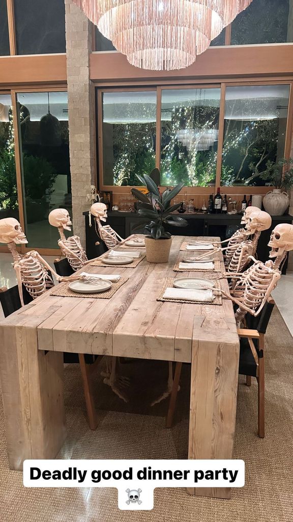 Skeletons at a dinner table