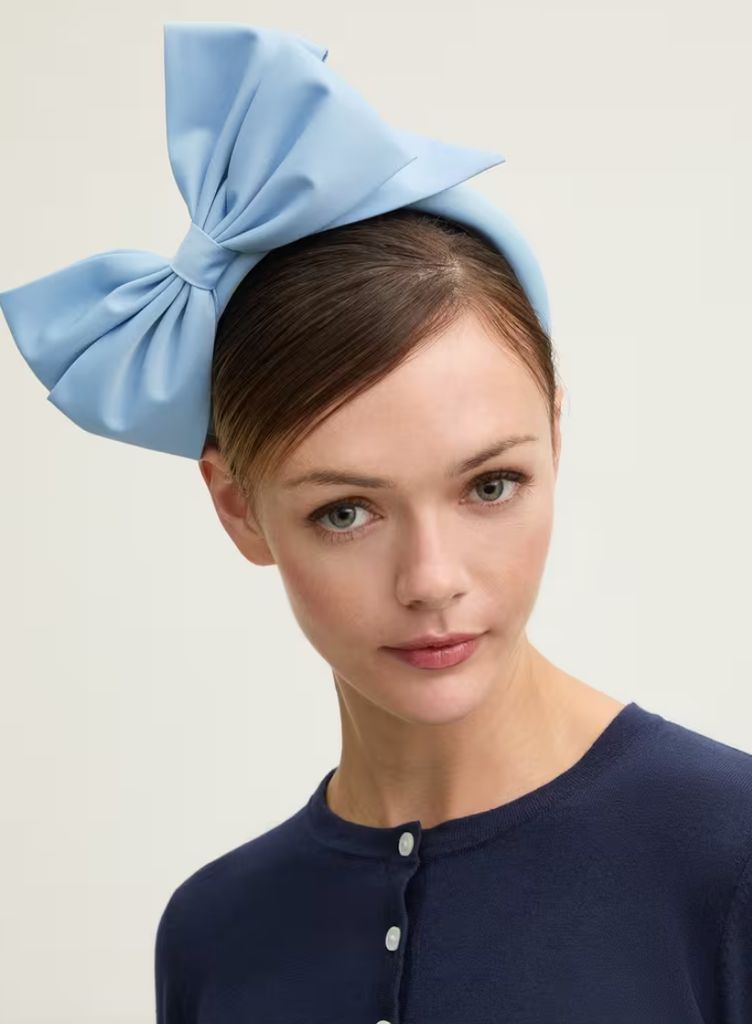 LK Bennett Emma Powder Blue Fabric Bow Fascinator Headband