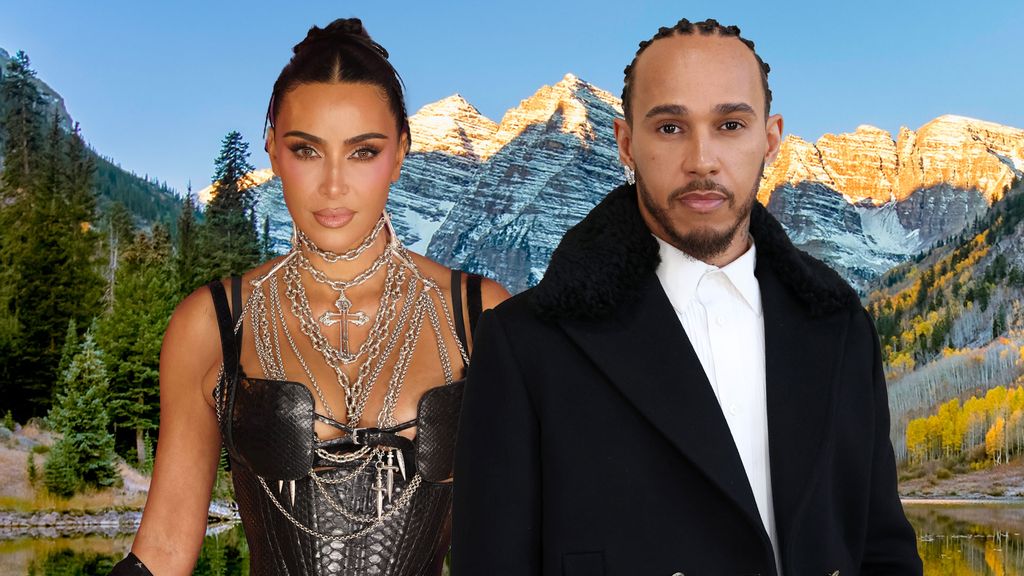 Dans la somptueuse escapade dans le désert de Kim Kardashian et Lewis Hamilton 4 Lewis Hamilton et Kim Kardashian en noir sur le paysage montagneux du Colorado