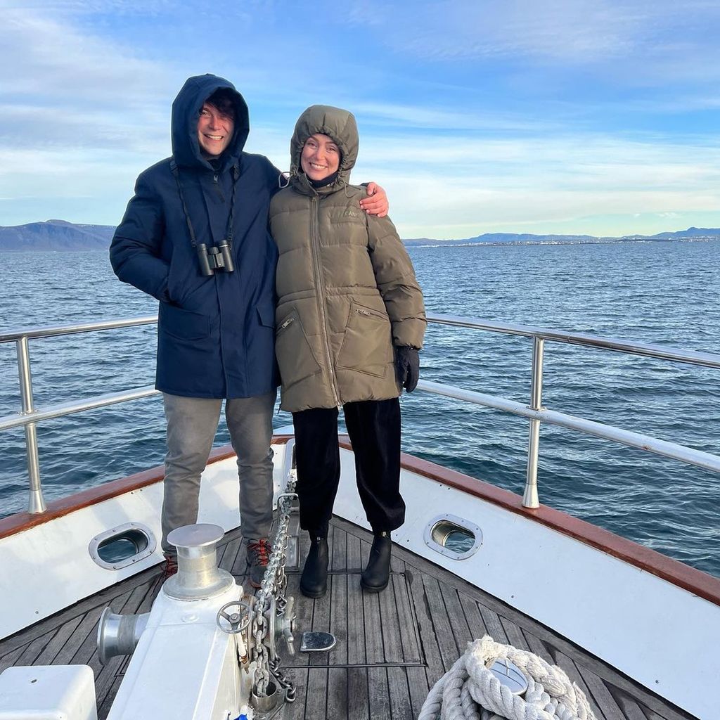 Keeley with her eldest son, Myles, on a boat trip