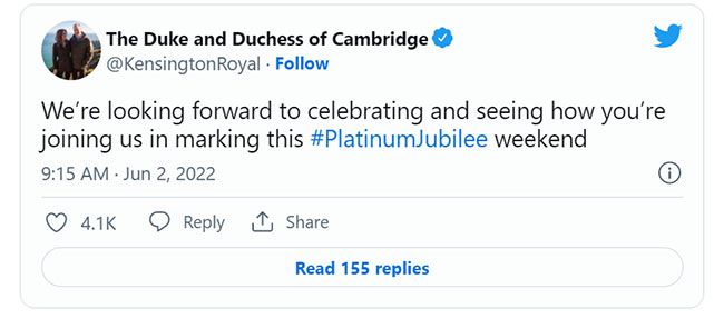 duke and duchess of cambridge tweet