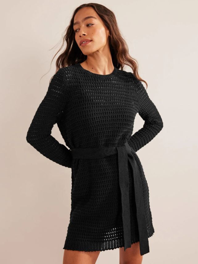 black crochet dress boden