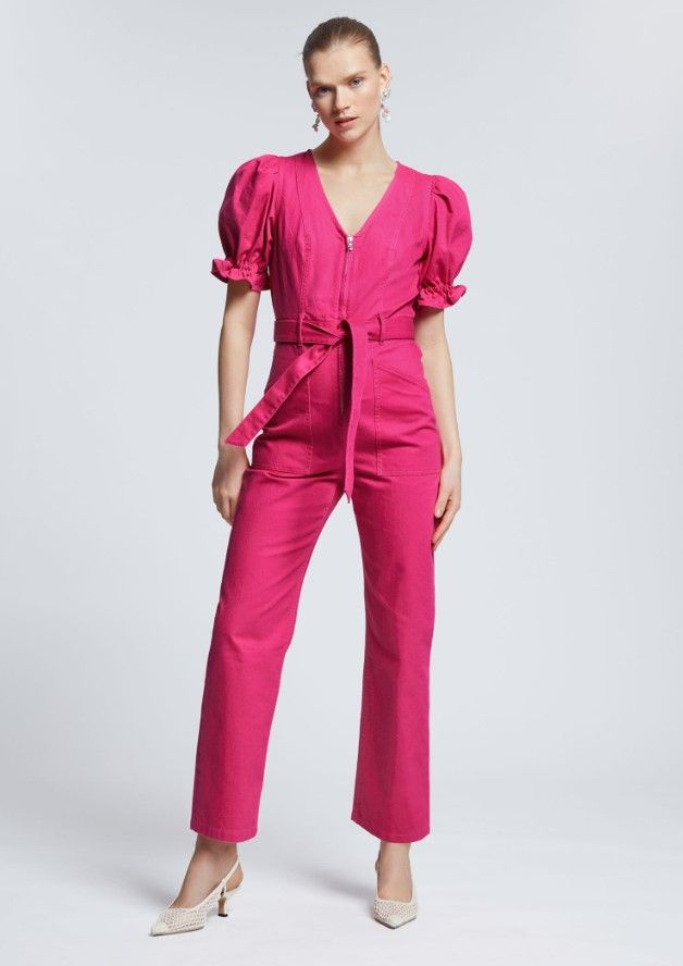Feminine Puff Sleeve V-Neck Jumpsuit - And Other Stories