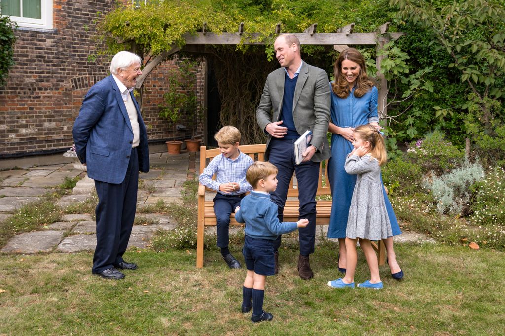William, Kate, George, Charlotte and Louis meeting Sir David Attenborough