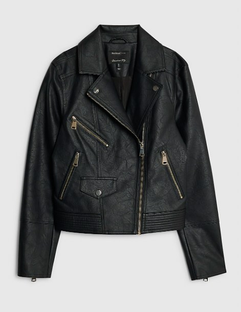 Black Faux Leather Biker Jacket
