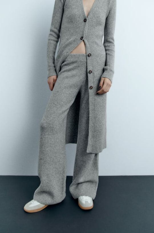 Straight Fit Knit Trousers - Zara