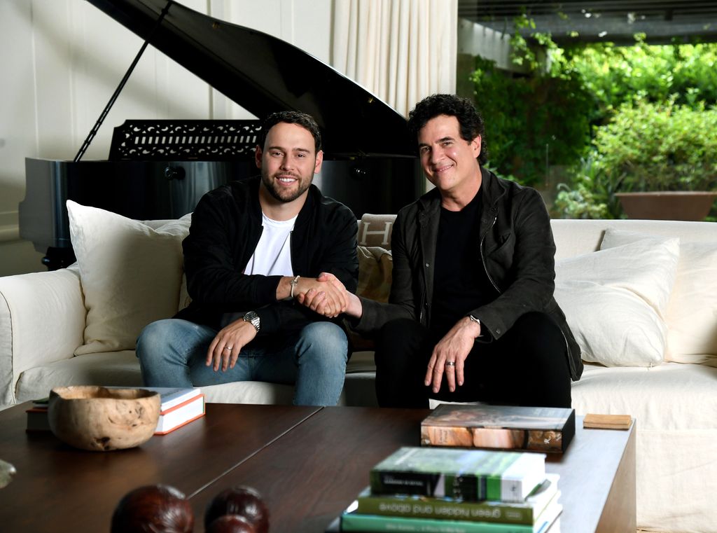 Scooter Braun and Scott Borchetta pose for a photo at a private residence on June 28, 2019 in Montecito, California