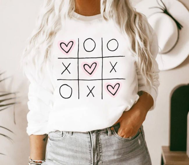 heart print tic tac toe xoxo sweater on etsy
