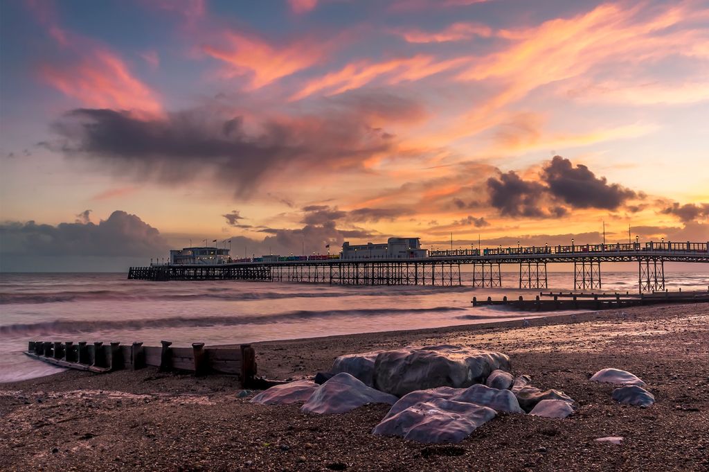 Sunset over Worthing pier, West Sussex
