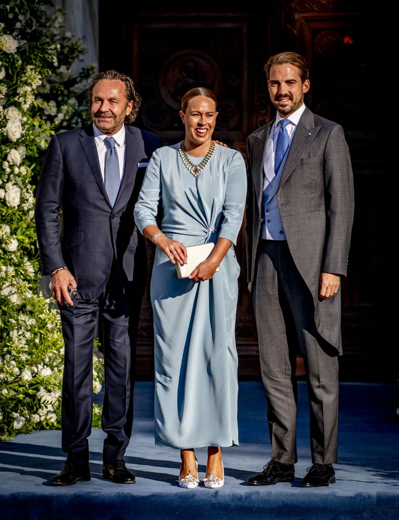 Thomas Flohr, Prince Philippos, Princess Nina, Wedding of Princess Theodora of Greece and Matthew Kumar at the Cathedral of the Annunciation in Athens, Greece, September 28, 2024.
