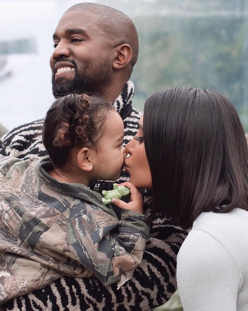 Chicago West with her parents Kanye West and Kim Kardashian