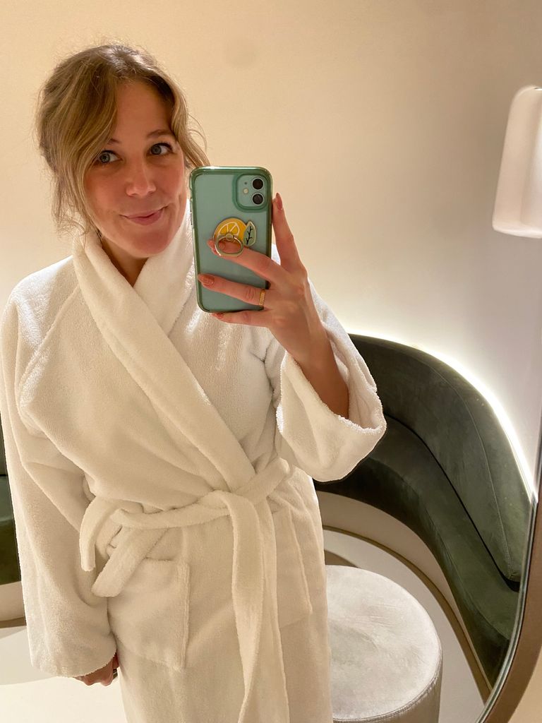 Selfie of Mel in a robe