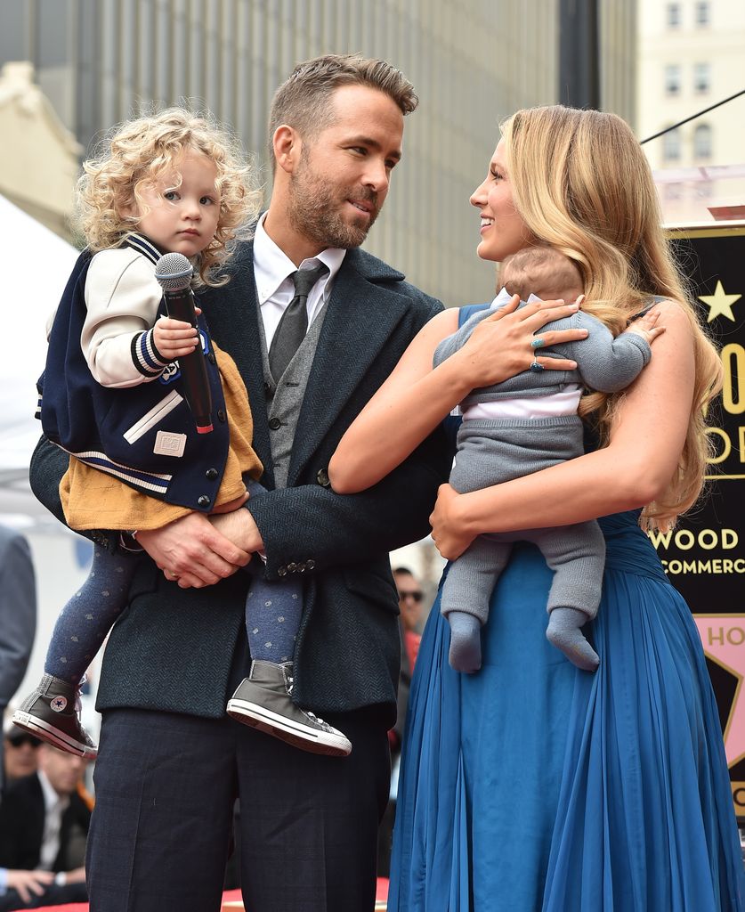 HOLLYWOOD, CA - DECEMBER 15: Actors Ryan Reynolds and Blake Lively with their daughters James Reynolds and Ines Reynolds attend the ceremony honoring Ryan Reynolds with a star on the Hollywood Walk of Fame on December 15, 2016 in Hollywood, California .  (Photo by Axelle/Bauer-Griffin/FilmMagic) Actors Ryan Reynolds and Blake Lively with their daughters James Reynolds and Ines Reynolds attend the ceremony honoring Ryan Reynolds with a star on the Hollywood Walk of Fame on December 15 2016 in Hollywood, California.